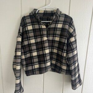 Love Tree Black and Cream Fleece Jacket